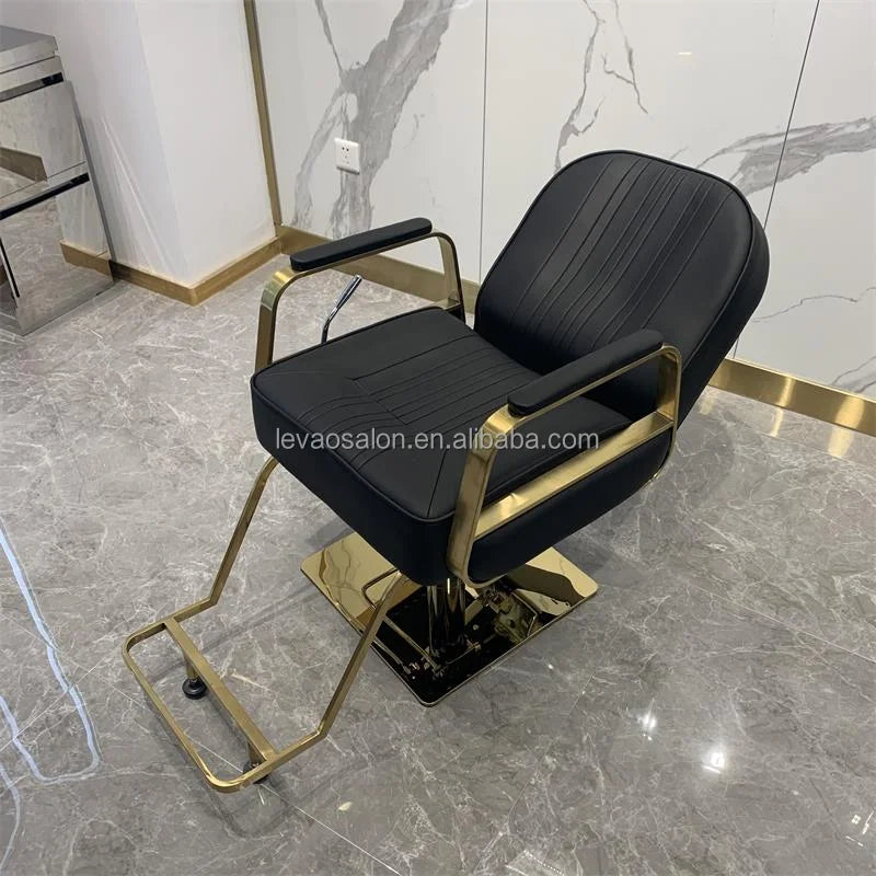 Gold Reclining Styling Chair for Salons Barber Furniture Beauty Styling Seating