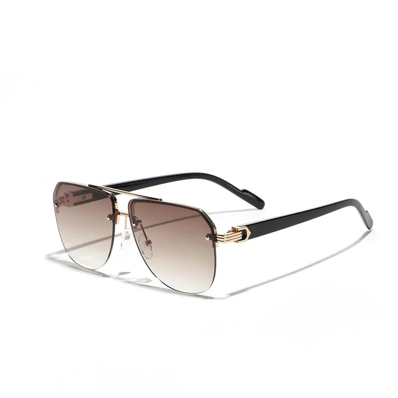 Advanced Sense Retro Fashion Large Frame Silver Sunglasses Hard-Rimless with UV400 Lenses for Women and Children
