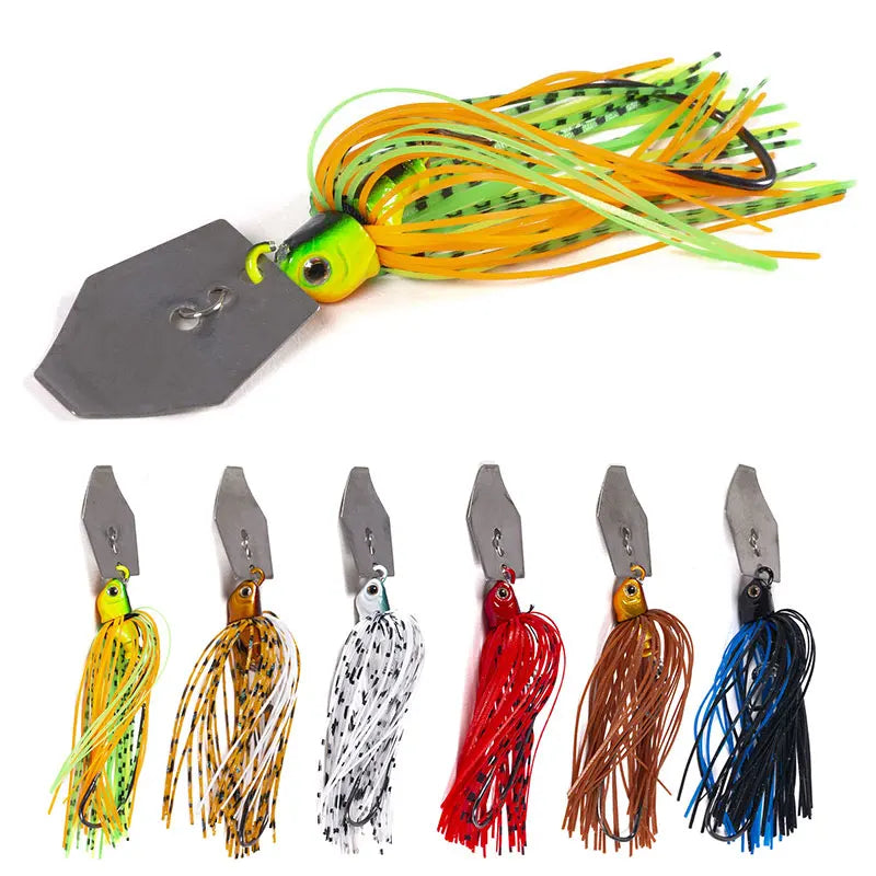 Wholesale 11g Spinner Bait Blades Fishing Lures with Silicone Skirt Lead Jig Head Crank Hook Bait(SB051)