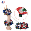 Haiti Flag Pattern Custom Scrunchies With Logo Woven Label Scrunchies Bulk for Hair