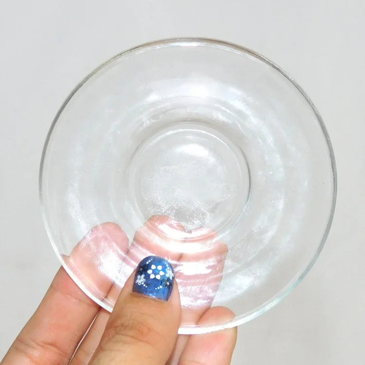Hot Sale Classic Transparent Embossed Glass Clear Small Handmade Eco-Friendly Customized Color Logo 300mm Diameter Plate for