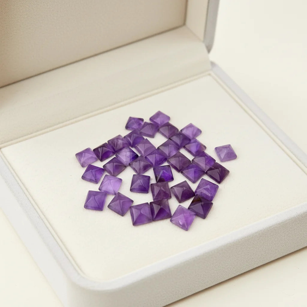 High-end Custom-made Natural Amethyst square Shape Supplier of High-quality Gemstone for Jewelry Professional Gemstone