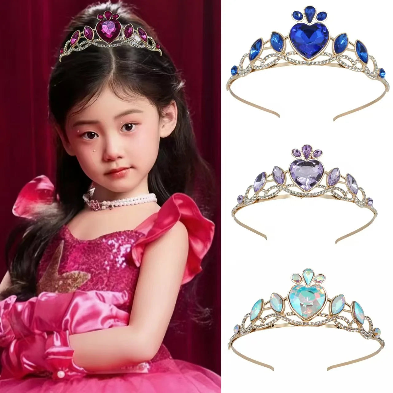 Wholesale Alloy Children's Princess Small Crystal Kids Crown Tiaras-Custom Color Party Accessories
