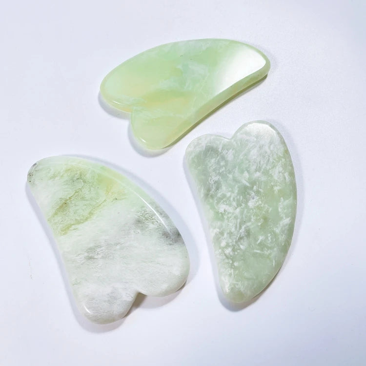 Huiying Hot Seller Private Label Custom Scraping Massage Tools v Shaped Green Xiuyan Jade Facial Gua Sha Scrape