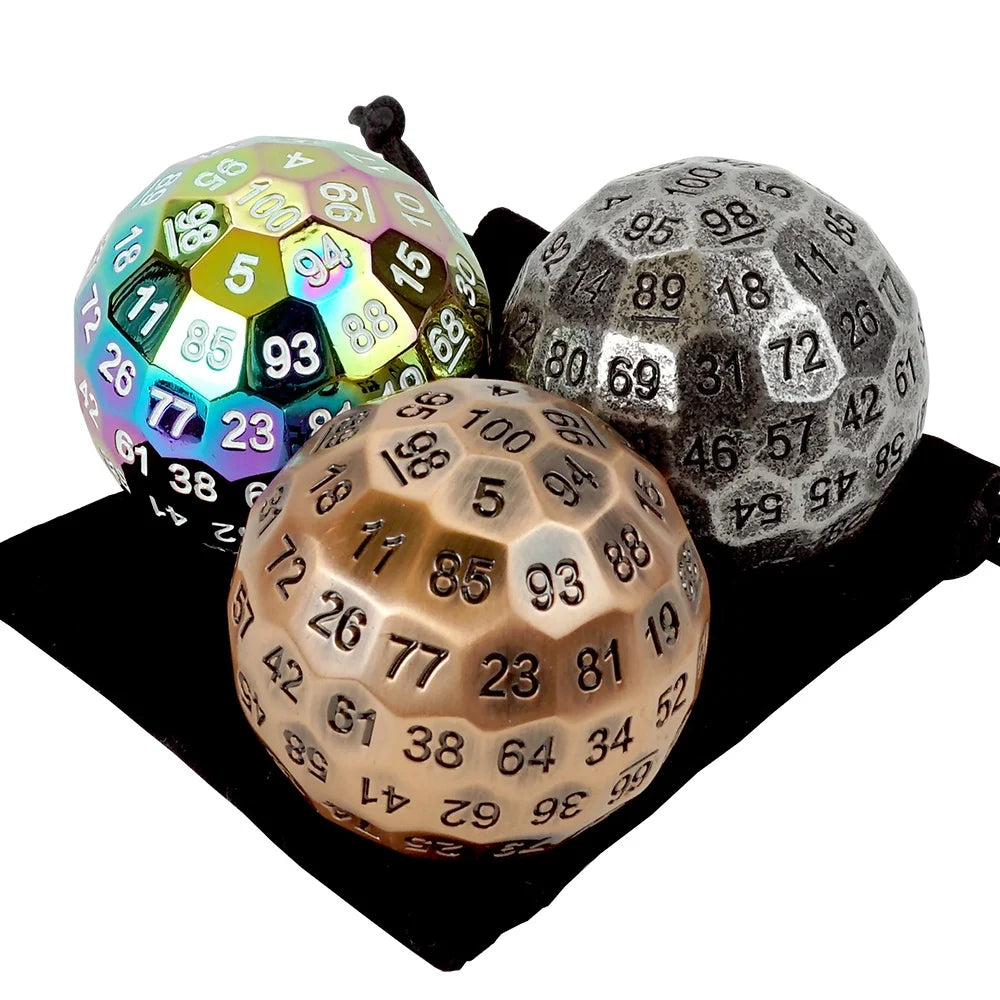 Factory  Hot Sell 100d Sides Metal Dice Single 50mm D100 Polyhedral Dice for Table Game Dungeons and Dragons