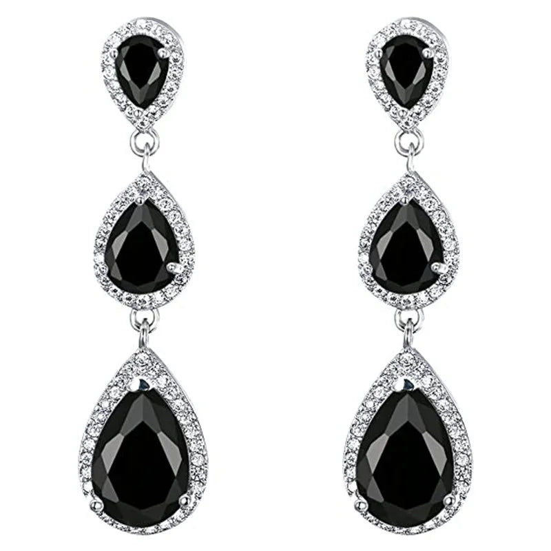 CAOSHI New Arrival Korean Design Women Wedding Earrings Bridesmaid Cubic Zirconia Crystal Teardrop Bridal Dangle Drop Earrings
