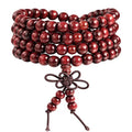 8MM 108 Wood Beads Bracelet for Men Women Rosary Buddha Sandalwood Bracelet for Buddhist Prayer Mala Necklace Chinese Knot Gift
