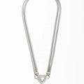 Personalized Brass Electroplated Silver Multi-Layer Stacked Snake Bone Necklace Heart Pearl Necklace Jewelry Factory Wholesale