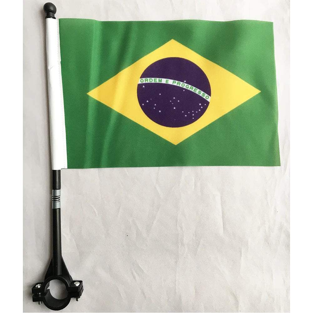 Wholesale Cheap Bicycle Flag National Flags Polyester Handlebar Brazil Flag  for Outdoor Cycling Decoration