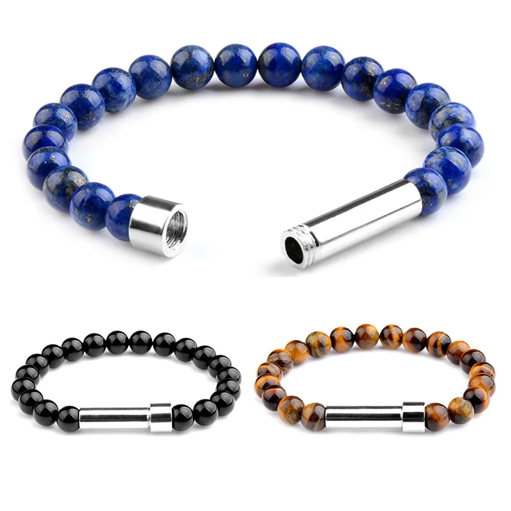 2023 New Natural Stone Wishing Designer Bracelet Lapis Tiger Eye Round Tube Stone Beads Bracelet Make a Wish Bracelet