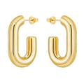 PVD 18K Gold Plated Stainless Steel Jewelry Half Paper Clip Hollow U Shape Hoop Earring Waterproof for Women Earrings E241564