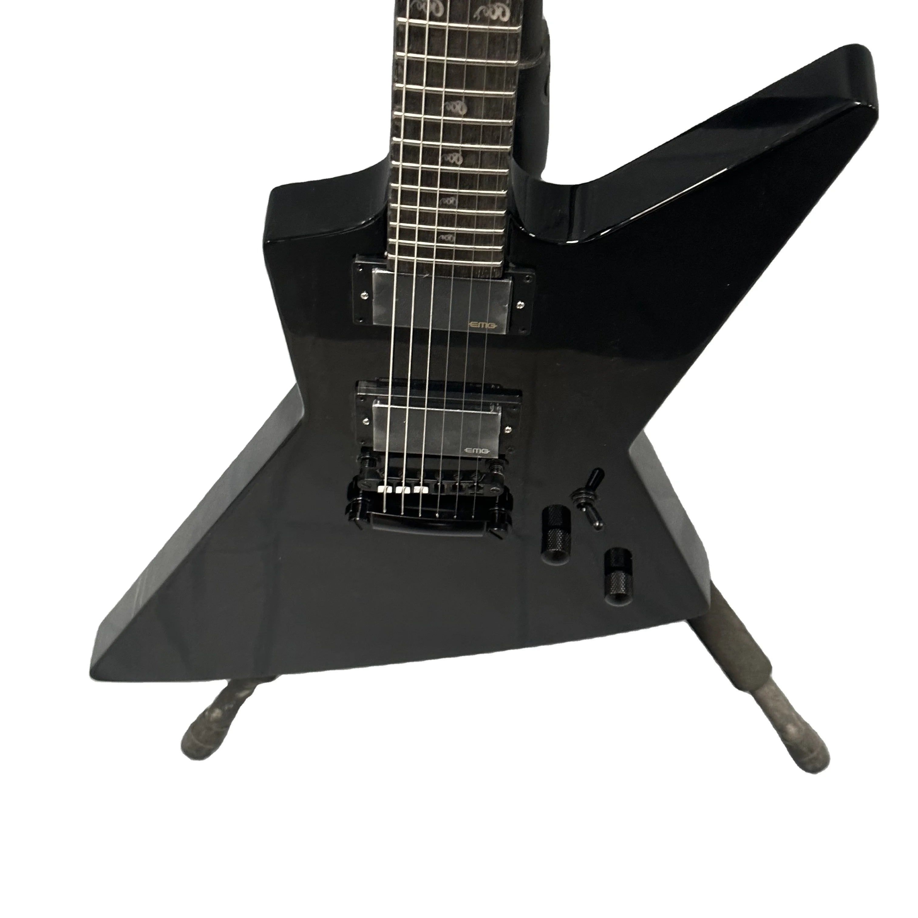 E.p-Brand Black Electric Explo.er Guitar With Solid Wood Snake Inlay HH Pickups Fast Shipping
