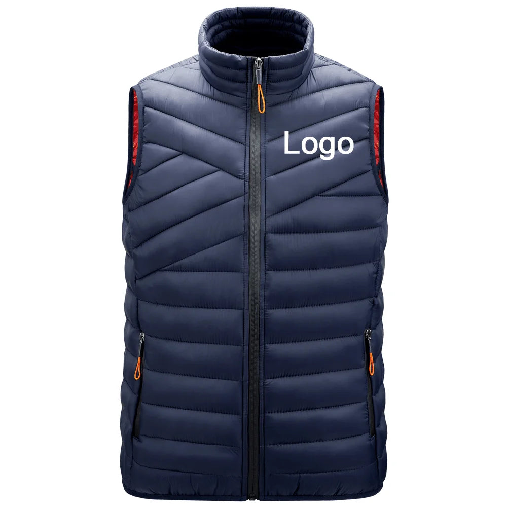 Autumn Winter Ultra-Light Men's Down Vest Waistcoat Casual Reversible Breathable Windproof with Custom Logo Use As Outer Wear