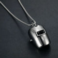 Industrial Wind Hip Hop Jewelry Stainless Steel Long Chain Silver Color Welder Mask Pendant Necklace for Men