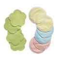 10bag/lot Stock 4 Color 10pcs/bag Ultra Thin Absorbent Reusable Bamboo Round Shape+ Flower Breast Nursing Pads Mesh Laundry Bag