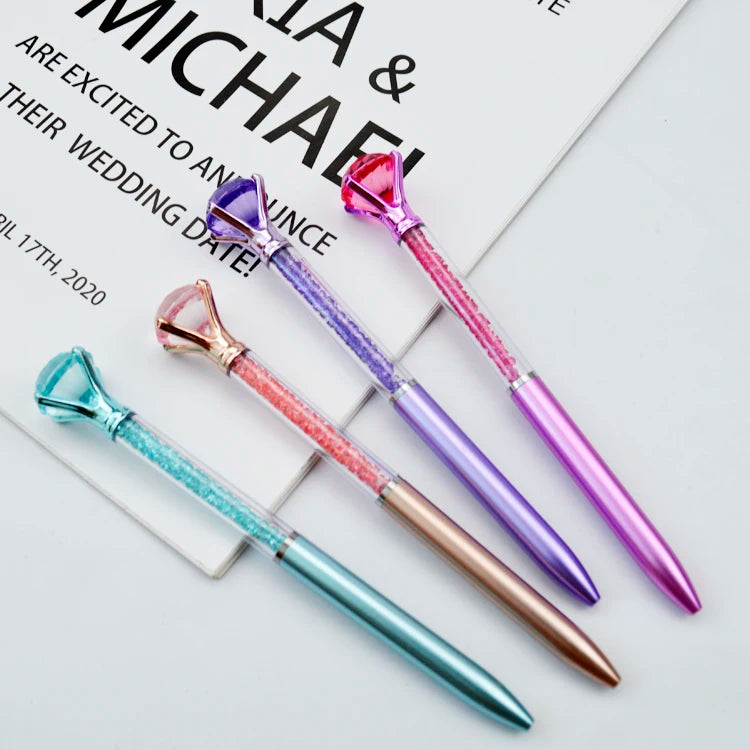 China Factory 1.0MM Writing Office Supplier Multi Color Gift Diamond Crystal Ball Ballpoint Pen