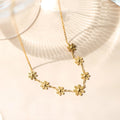 Fashion Women 18k Gold Plated Titanium Steel Sunflower Pendant Necklace Dainty Clavicle Necklace Jewelry Wholesale