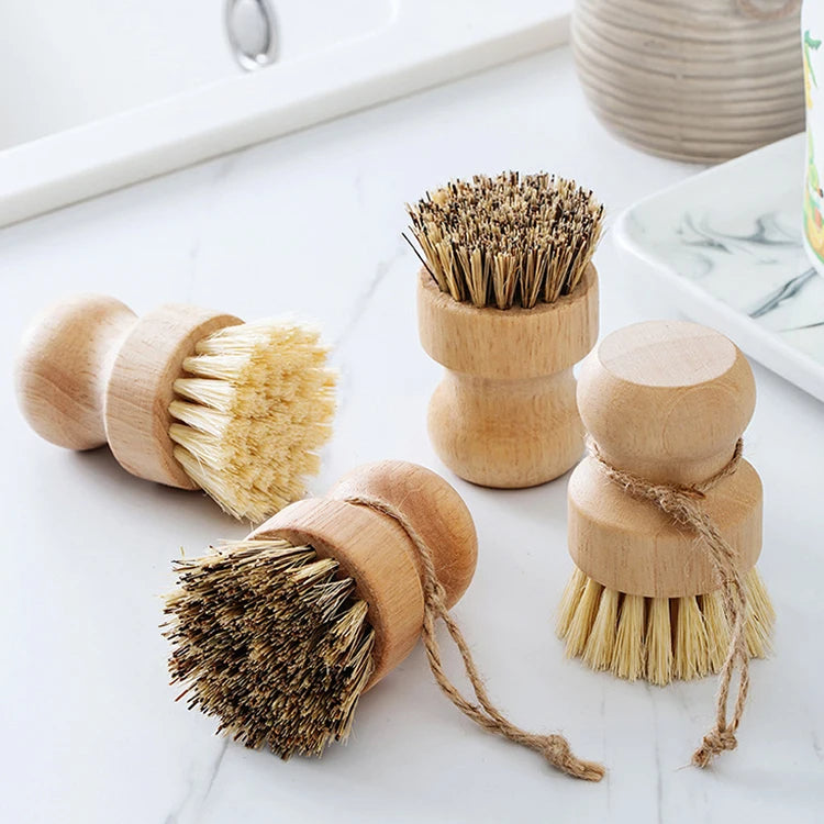 Natural Wood Household Cleaning Brush Dish Washing Brush Tool Wooden Dish Scrubber Brush