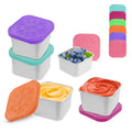 Reusable 304 Sealed Seasoning Container Metal Square Box Stainless Steel Sauce Cup with Silicone Lid