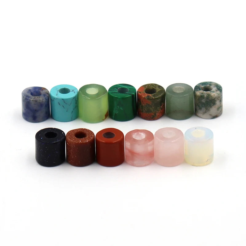 Round Tube Rose Quartz Agate Large Hole Gemstone Beads Big Hole Stone Beads for Jewelry Making 9x9X3mm 16x16x5mm