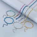 Factory Cheap Multicolor Geometric Handmade Square Link Chain Stainless Steel Necklace Bracelet Set for Men Jewelry