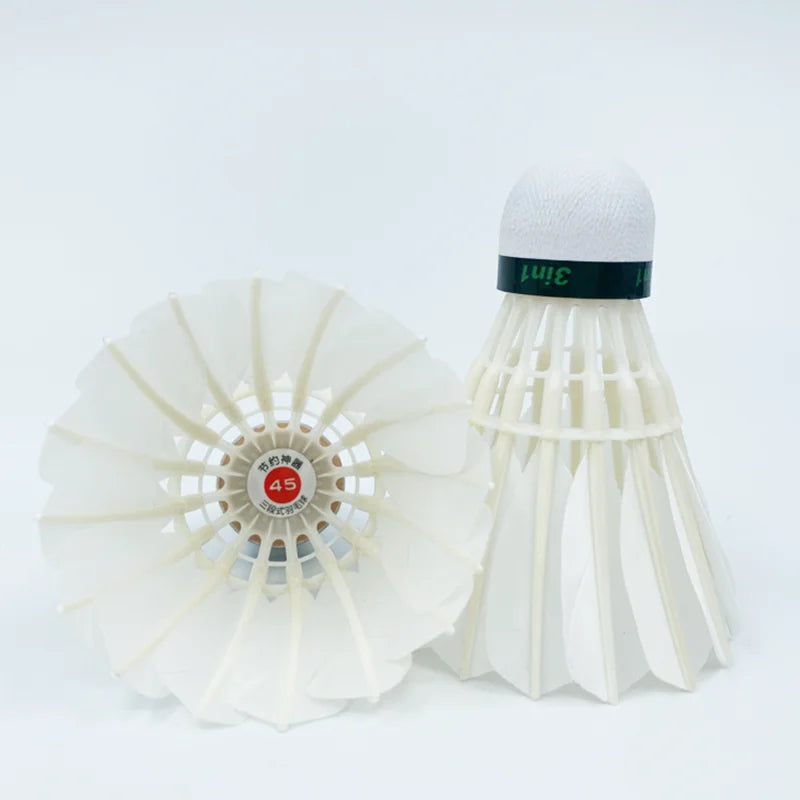 3in1 Badminton Shuttlecock Dmantis D45 with High Quality Natural Class a Goose Feather Training & Competition Use