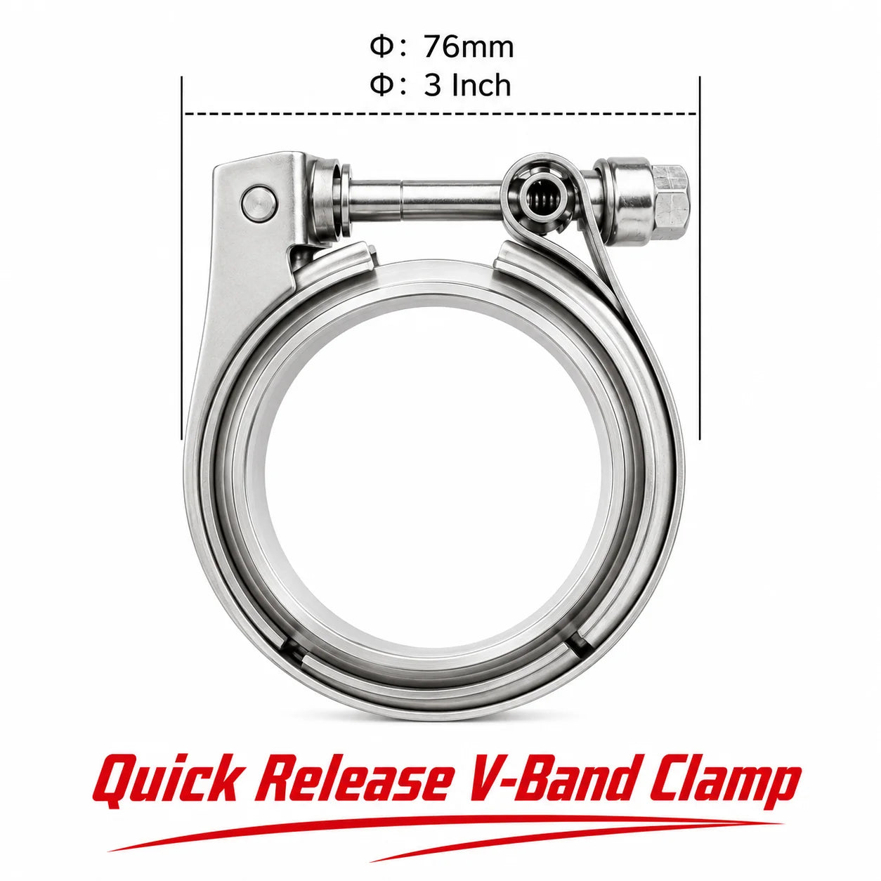 3 Inch 304 Stainless Steel Bolt Clamp V Band Exhaust Flange Set with 1 Clamp and 2 Flanges