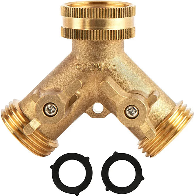 Hot Sale 2-Way Heavy Duty Outdoor Faucet Water Bib Splitter Hose Solid Garden Bib with Quick Connectors for Garden Use