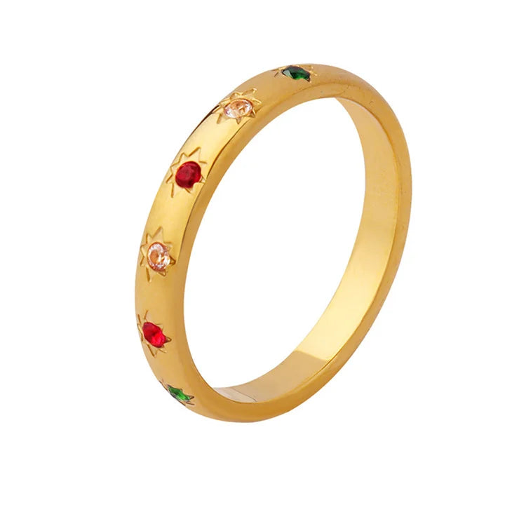 New Arrival Stainless Steel Ring Gold Plated Cz Zircon Finger Ring Jewelry