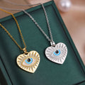 LC20260171 Wholesale Fashion Women Men Stainless Steel Lucky Turkish Devil Evil Eye Heart Pendant Chain Necklace