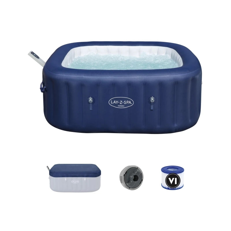 BESTWAY 6001H Lay-Z-Spa Hawaii Energy-Efficient Smart AirJet Inflatable Hot Tub with App Control 4-6 Person