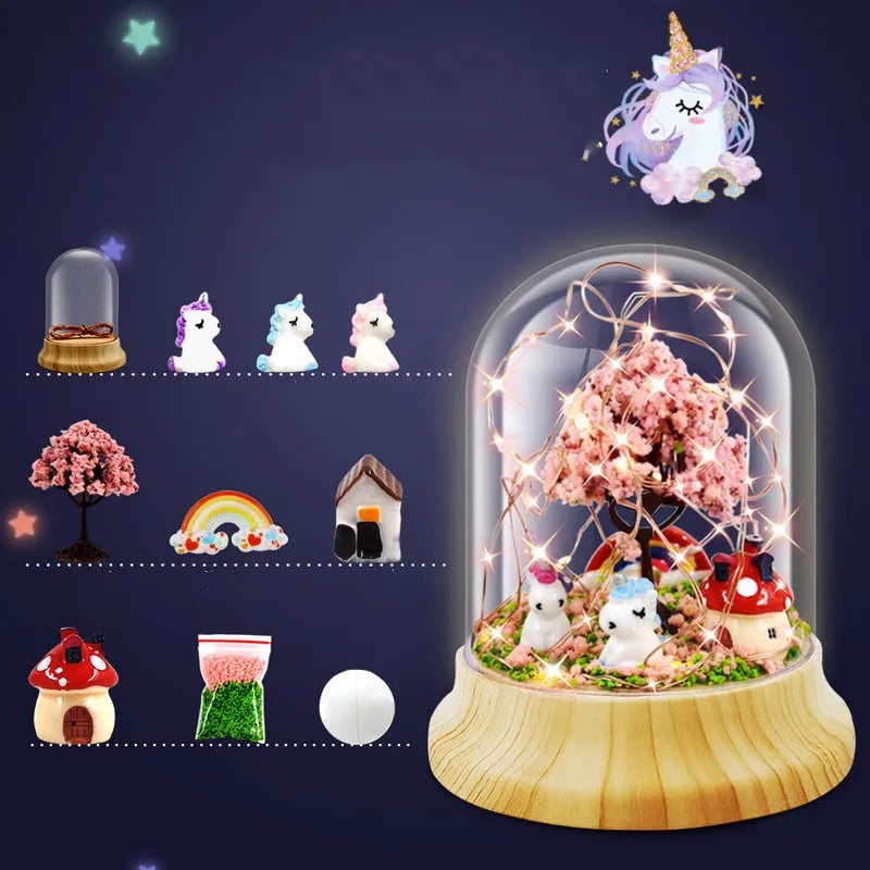 Holiday Gift Creative DIY Night Light  Micro Landscape Unicorn Gift Lamp Puzzle Handmade Home Decoration for Kids