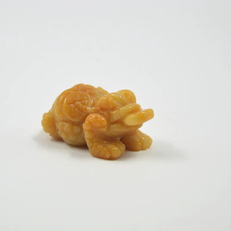 DIY Hand Carved Natural Stone Crystal Reiki Stone Yellow Jade Money Frog Healing Crystal Animal for Sale Souvenirs