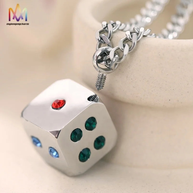 New Fashion Lucky Cubic Dice Pendant Necklace 316L Titanium Steel Stainless Steel Charm