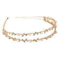 Wholesale Popular Korean Style Bridal Hair Accessories Pearl Diamond Double Layer Slim Girl Headbands Tiara