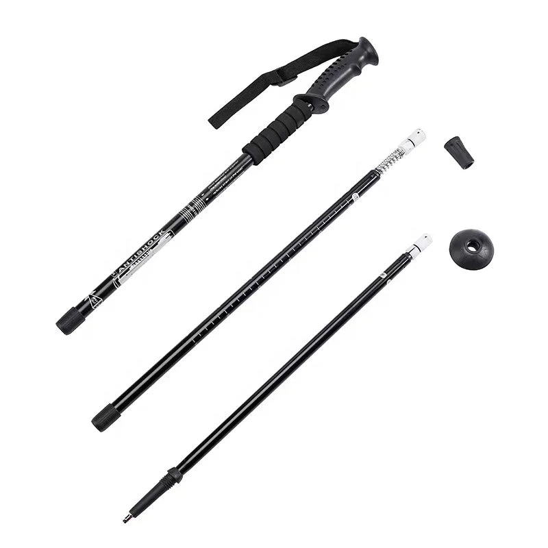 3-section Light Telescopic Hiking Stick Anti-shock Aluminum Trekking Pole Wearable Walking Stick