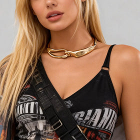 Exaggerated Chunky Heavy Metal Big Torques Choker Necklace Women Punk Goth Irregular Twisted Chain Grunge Jewelry Steampunk Men