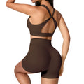 Women's Stylish Super Soft Compression Lightweight Quick Dry Yoga Shorts Bra Set Breathable Fitness Spandex Solid Stock