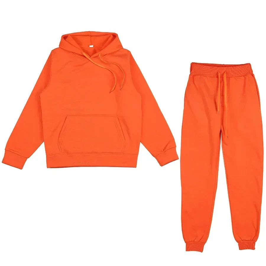 Streetwear Winter Oversized Track Suit Polyester/Cotton Blend Lined Quick-Dry Eco-Friendly 340g Hooded Jacket Jogging Set Men