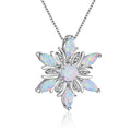 Wholesale S925 Silver White Fire Opal Solitaire Pendant Necklace Women's Jewelry With Cz