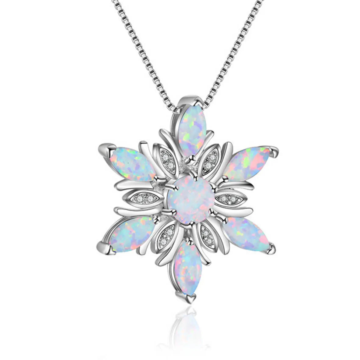 Wholesale S925 Silver White Fire Opal Solitaire Pendant Necklace Women's Jewelry With Cz