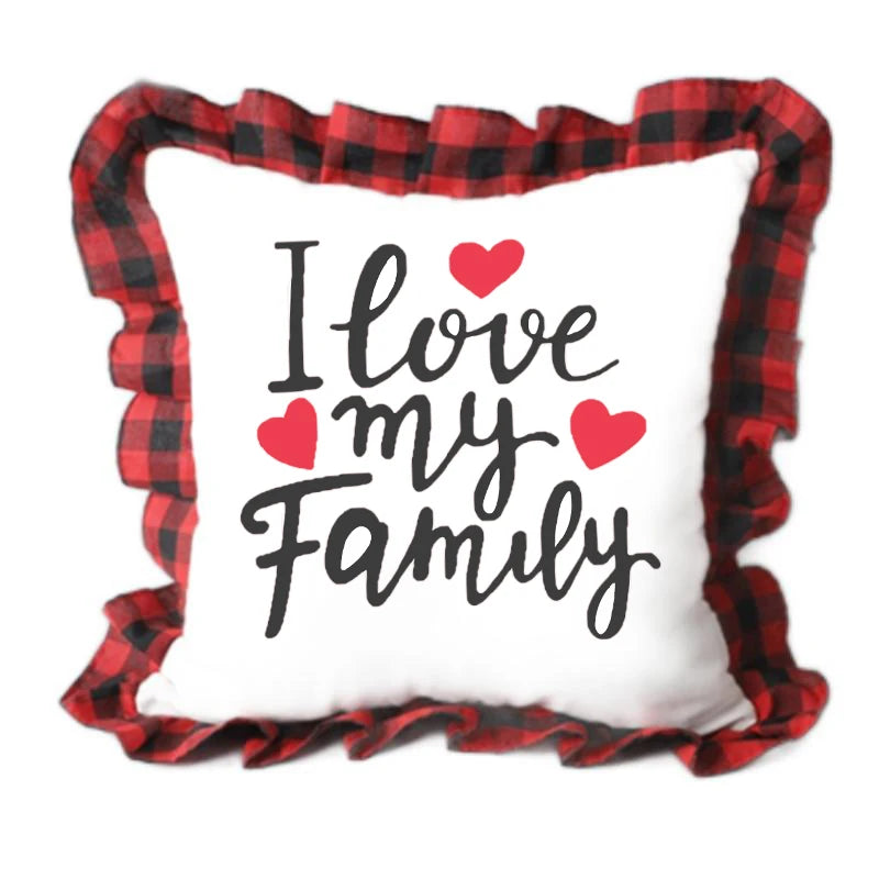 Qualisub Creative Red Edge Sublimation Ruffle Pillow Case Blanks for Photos Printing
