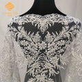 3D Beaded Tulle Embroidered Fabric Mesh Bridal Wedding Lace Fabric for Veils Wedding Dress Embroidered Tulle Fabric