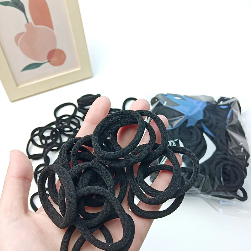 Discount Promotion Hair Scrunchies 100 Strings a Bag Korean Sweet Strong Nylon High Elastic Head Rope Seamless Band Hair Ties