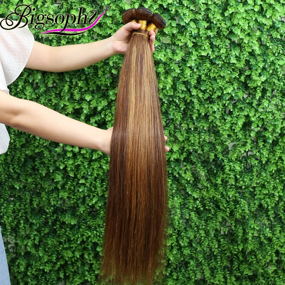 Ombre Highlight Color P4/27 Two Tone Piano Hair Color12A Brazilian Human Hair Bundles Bone Straight Hair Highlighted Bundles
