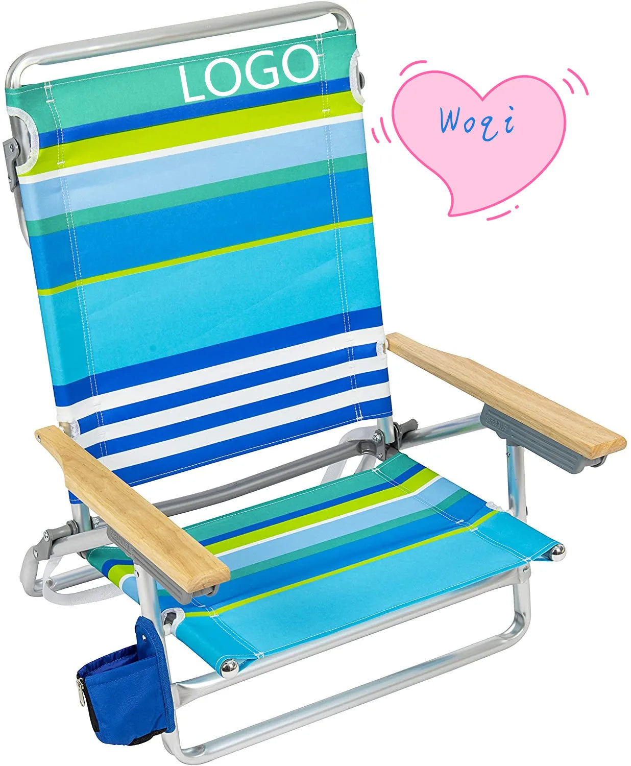 WOQI 5 Positions Lay Flat Backpack Aluminum Lightweight Beach Chair Camping Folding Chair