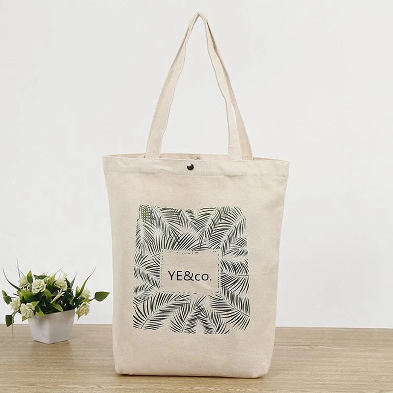Large Capacity Reusable Canvas Shopping Bag New Simple Pure Color Leisure Style with Fashionable Handle for Everyday Use