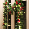 AYOYO European Christmas Day PVC Pine Needles Dipped in White and Red Fruits 2.7 Meters Decorative Rattan Fireplace Decoration