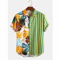 Summer Floral Designed Shirt for Men Turn-down Collar Custom Vertical Striped Designer Shirts