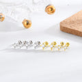 925 Sterling Silver Round Zircon Star Screw Back Studs Simple Star Twist Back Stud Earrings for Women